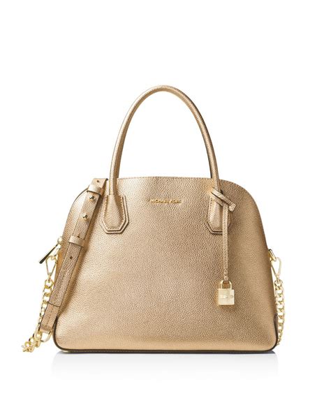 Mercer Large Metallic Leather Dome Satchel 